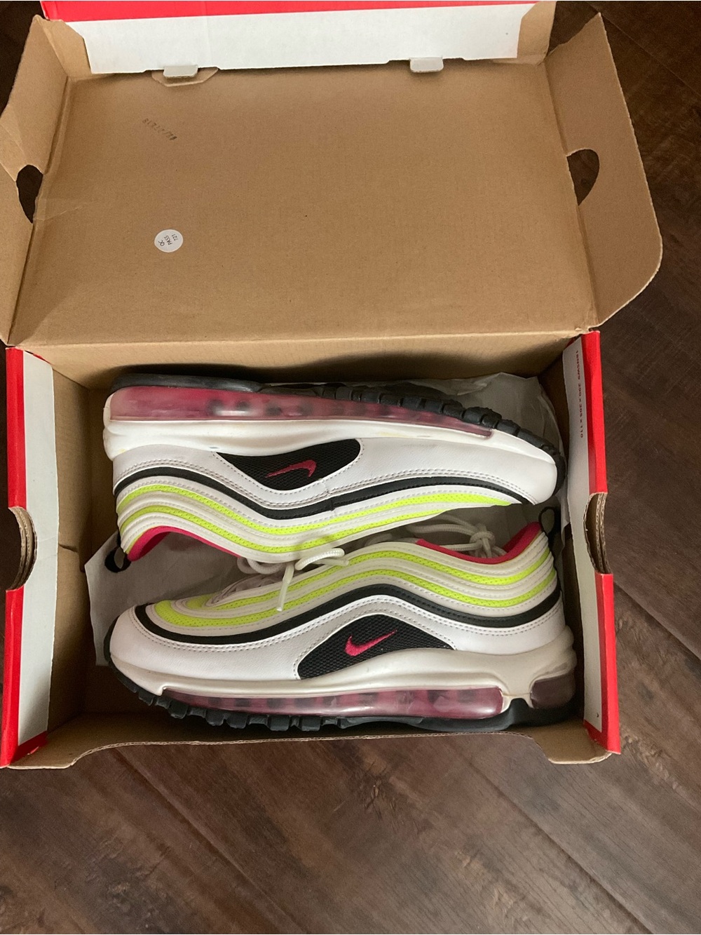 Nike Kids Sneakers in White with Neon Yellow & Pink Accents